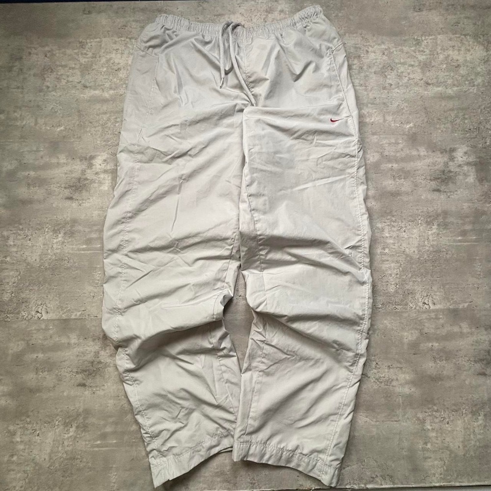 Nike Track Pants Mens Large Gray Y2K Baggy Ankle Zip Windbreaker Swish J352